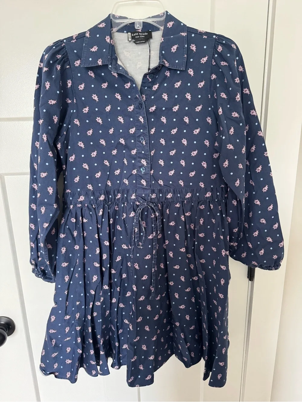 Kate Spade New York Paisley Millie Dress Shirt Dress with Drawstring